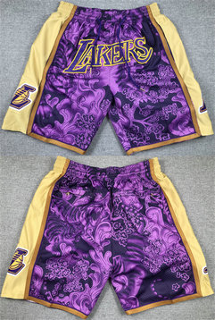 Men's Los Angeles Lakers Purple Gold Shorts 