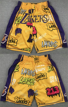 Men's Los Angeles Lakers Yellow Shorts 