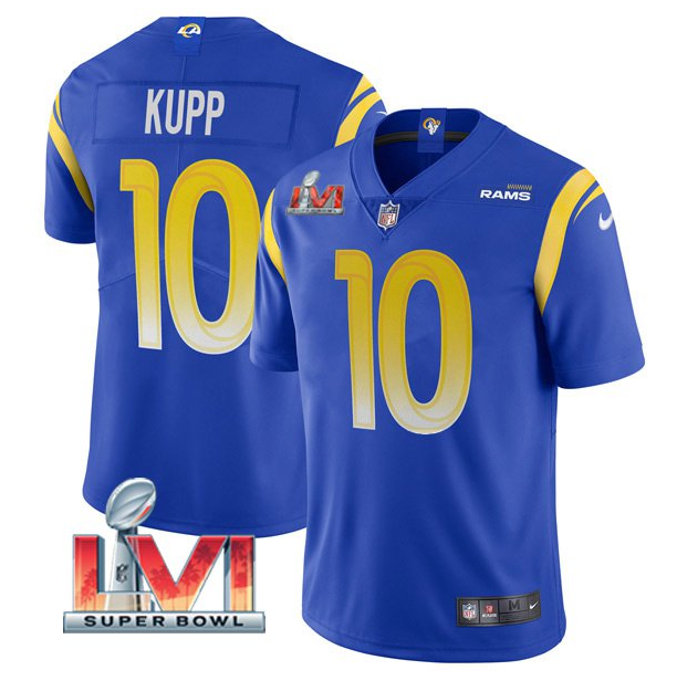 Men's Los Angeles Rams #10 Cooper Kupp 2022 Royal Super Bowl LVI Vapor Limited Stitched Jersey