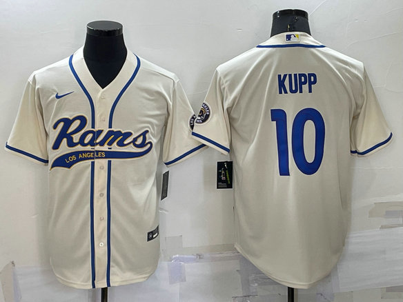 Men's Los Angeles Rams #10 Cooper Kupp Bone Cool Base Stitched Baseball Jersey