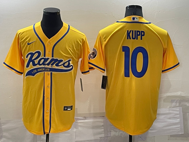 Men's Los Angeles Rams #10 Cooper Kupp Yellow Cool Base Stitched Baseball Jersey