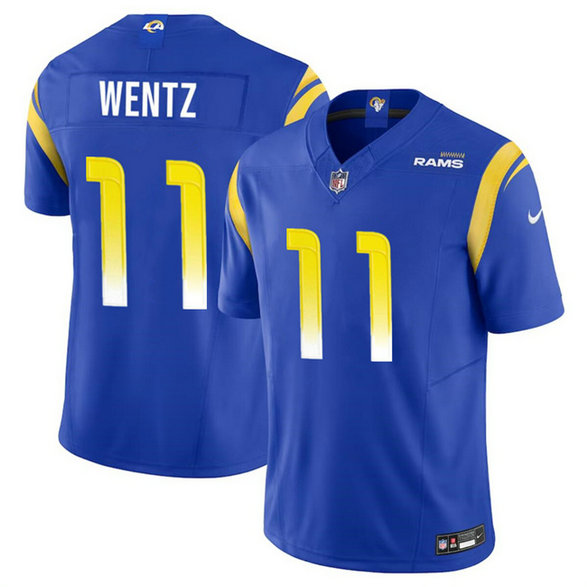 Men's Los Angeles Rams #11 Carson Wentz Blue 2023 F.U.S.E. Vapor Untouchable Stitched Football Jersey