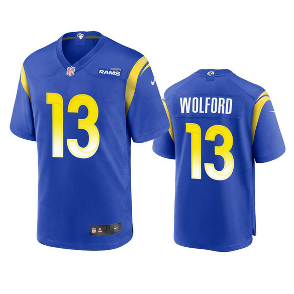 Men's Los Angeles Rams #13 John Wolford Royal Stitched Football Game Jersey