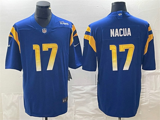 Men's Los Angeles Rams #17 Puka Nacua Blue Vapor Untouchable Limited Stitched Jersey