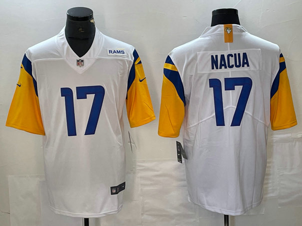 Men's Los Angeles Rams #17 Puka Nacua White Vapor Untouchable Limited Football Stitched Jersey