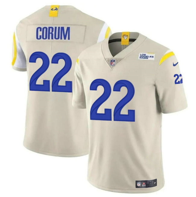Men's Los Angeles Rams #22 Blake Corum Bone 2024 Draft Vapor Untouchable Stitched Football Jersey