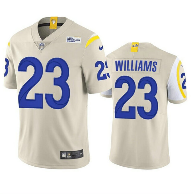 Men's Los Angeles Rams #23 Kyren Williams Bone Vapor Limited Stitched Football Jersey
