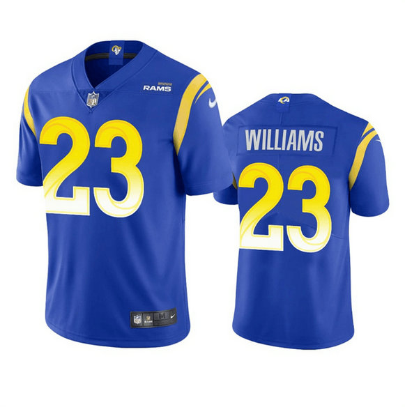Men's Los Angeles Rams #23 Kyren Williams Royal Vapor Limited Stitched Football Jersey