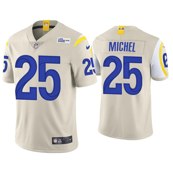 Men's Los Angeles Rams #25 Sony Michel 2021 Bone Vapor Untouchable Limited Stitched Football Jersey