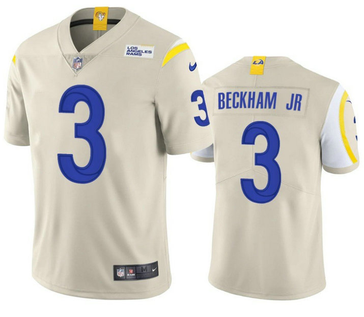Men's Los Angeles Rams #3 Odell Beckham Jr. 2021 Bone Vapor Untouchable Limited Stitched Football Jersey