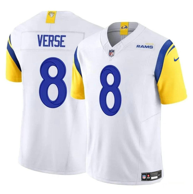 Men's Los Angeles Rams #8 Jared Verse White 2024 Draft F.U.S.E Vapor Untouchable Stitched Football Jersey