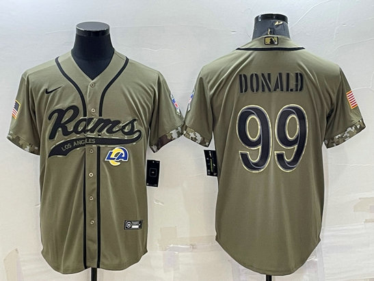 Men's Los Angeles Rams #99 Aaron Donald Olive 2022 Salute to Service Cool Base Stitched Baseball Jersey
