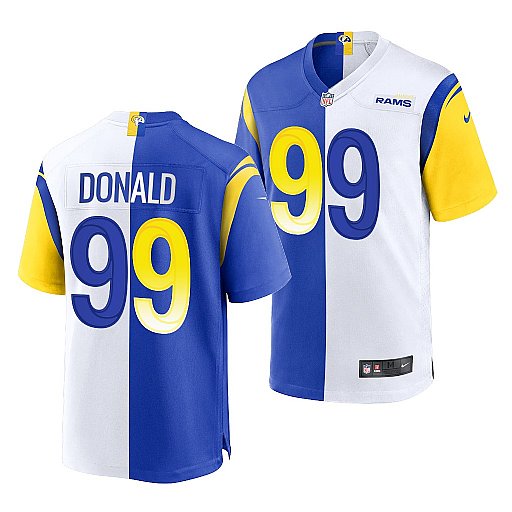 Men's Los Angeles Rams #99 Aaron Donald Royal White Split Stitched Football Jersey