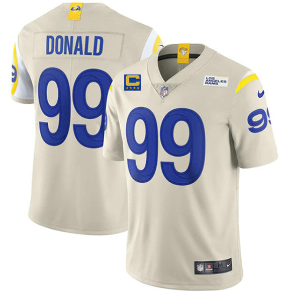 Men's Los Angeles Rams 2022 #99 Aaron Donald Bone White With 4-star C Patch Stitched NFL Jersey