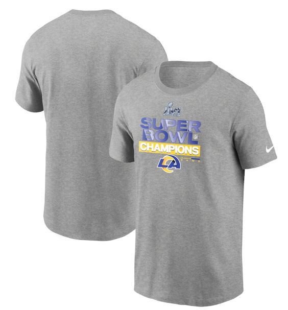 Men's Los Angeles Rams 2022 Heathered Gray Super Bowl LVI Champions Locker Room Trophy Collection T-Shirt