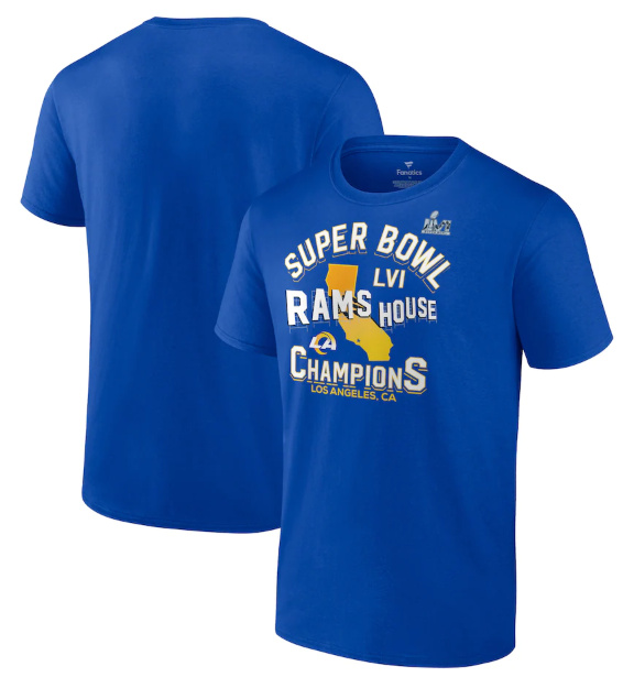 Men's Los Angeles Rams 2022 Royal Super Bowl LVI Champions Hometown Hard Count T-Shirt