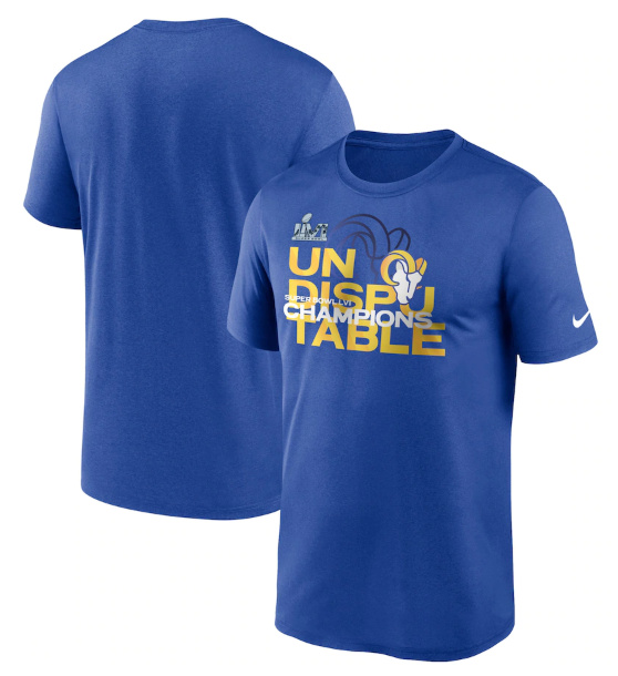 Men's Los Angeles Rams 2022 Royal Super Bowl LVI Champions Slogan T-Shirts
