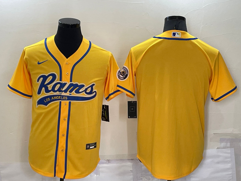 Men's Los Angeles Rams Blank Yellow Stitched Jersey