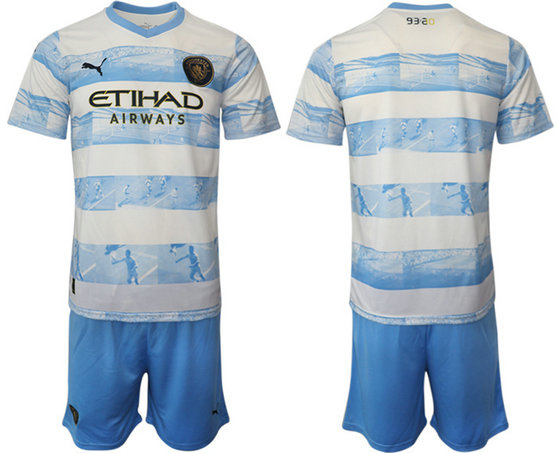 Men's Manchester City Blue White Blank Jersey