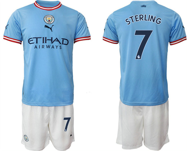 Men's Manchester City Home #7 Sterling Jersey