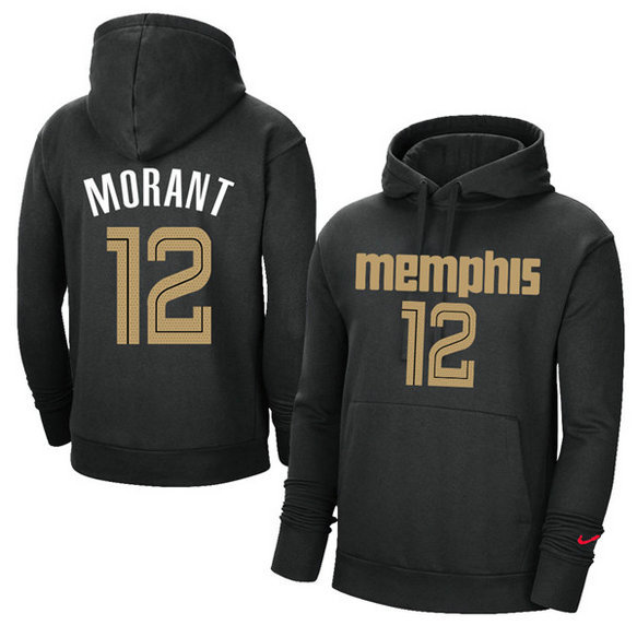 Men's Memphis Grizzlies #12 Ja Morant 2021 Black Pullover Hoodie
