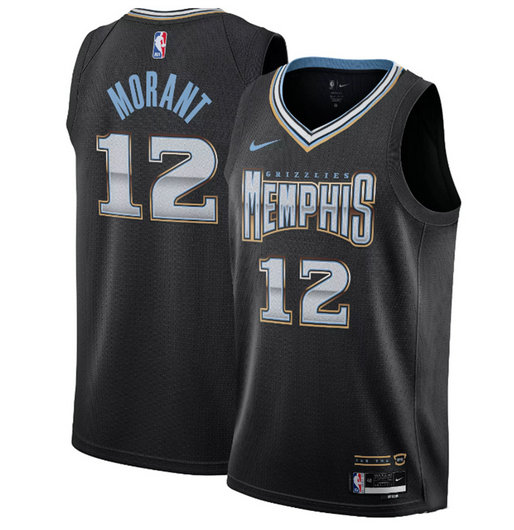 Men's Memphis Grizzlies #12 Ja Morant Black 2022 23 City Edition Stitched Basketball Jersey