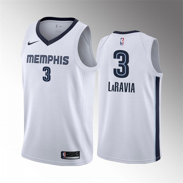 Men's Memphis Grizzlies #3 Jake LaRavia White Swingman Stitched Basketball Jersey