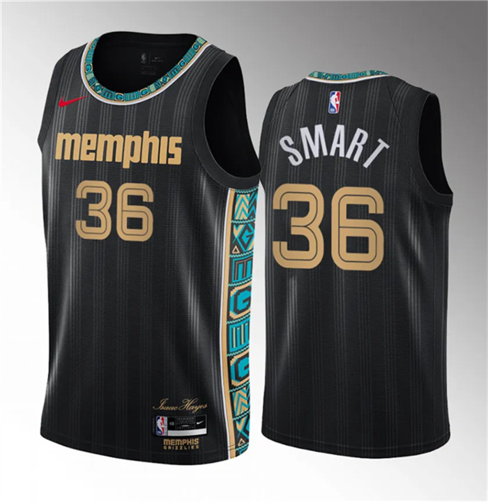 Men's Memphis Grizzlies #36 Marcus Smart Black 2020 21 City Edition Stitched Basketball Jersey
