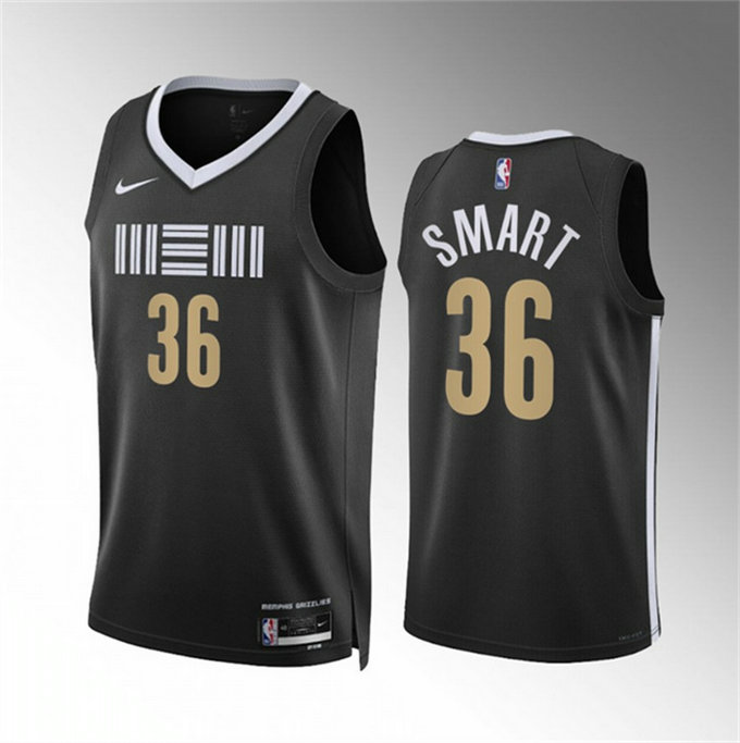 Men's Memphis Grizzlies #36 Marcus Smart Black 2023 24 City Edition Stitched Basketball Jersey