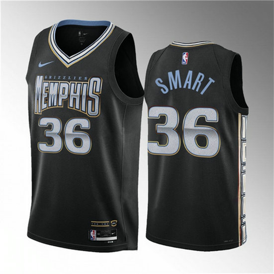 Men's Memphis Grizzlies #36 Marcus Smart Black 2023 City Edition Stitched Basketball Jersey