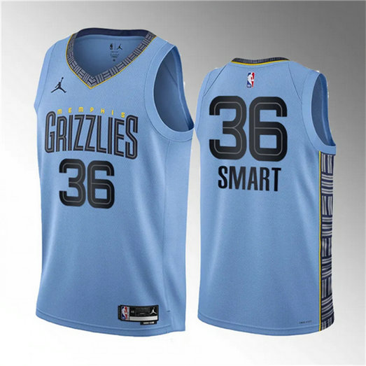 Men's Memphis Grizzlies #36 Marcus Smart Blue Statement Edition Stitched Basketball Jersey