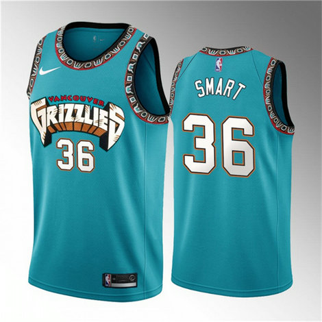 Men's Memphis Grizzlies #36 Marcus Smart Teal Classic Edition Stitched Basketball Jersey