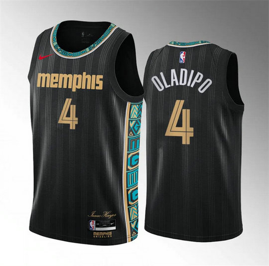 Men's Memphis Grizzlies #4 Victor Oladipo Black 2020 21 City Edition Stitched Jersey