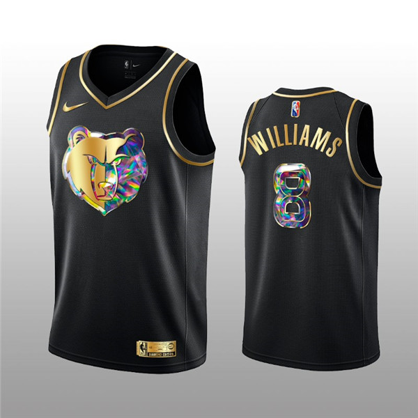 Men's Memphis Grizzlies #8 Ziaire Williams 2021 22 Black Golden Edition 75th Anniversary Diamond Logo Stitched Basketball Jersey