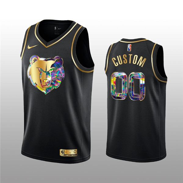 Men's Memphis Grizzlies Active Player Custom 2021 22 Black Golden Edition 75th Anniversary Diamond Logo Stitched Basketball Jersey