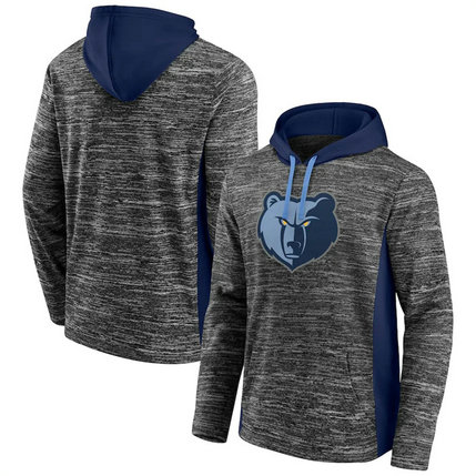 Men's Memphis Grizzlies Heathered Charcoal Navy Instant Replay Color Block Pullover Hoodie