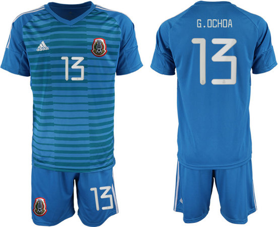 Men's Mexico #13 G.Ochoa Blue goalkeeper Jersey