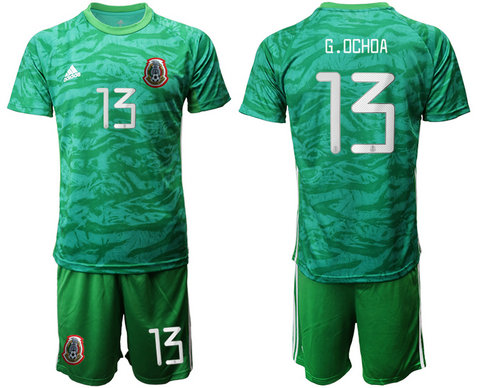Men's Mexico #13 G.Ochoa Green goalkeeper Soccer Jersey