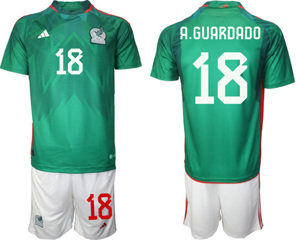 Men's Mexico #18 A.Guardado Green Home Soccer Jersey 001 Suit