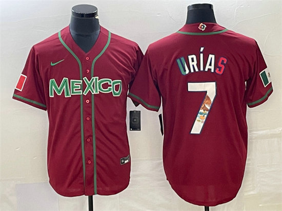 Men's Mexico Baseball #7 Julio Urías Red 2023 World Baseball Classic Stitched Jersey 1
