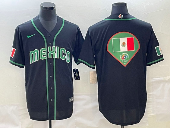 Men's Mexico Baseball 2023 Black World Baseball Big Logo Classic Stitched JerseyS