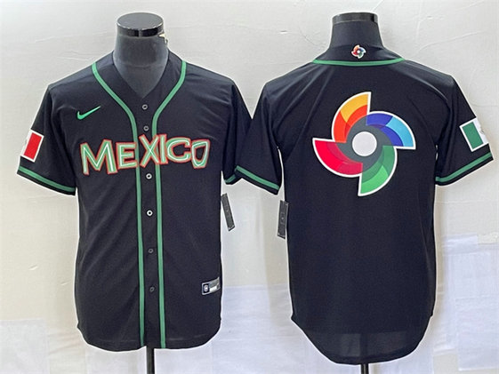 Men's Mexico Baseball 2023 Black World Baseball Classic Team Big Logo Stitched Jersey 2