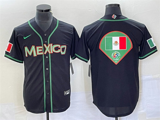 Men's Mexico Baseball 2023 Black World Baseball Classic Team Big Logo Stitched Jersey 5