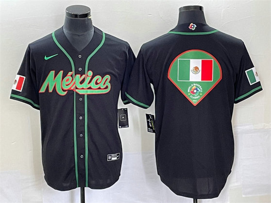 Men's Mexico Baseball 2023 Black World Baseball Classic Team Big Logo Stitched Jerseys