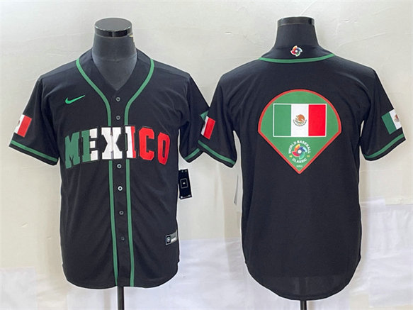 Men's Mexico Baseball 2023 Black World Baseball Classic Team Big Logo Stitched Jerseys