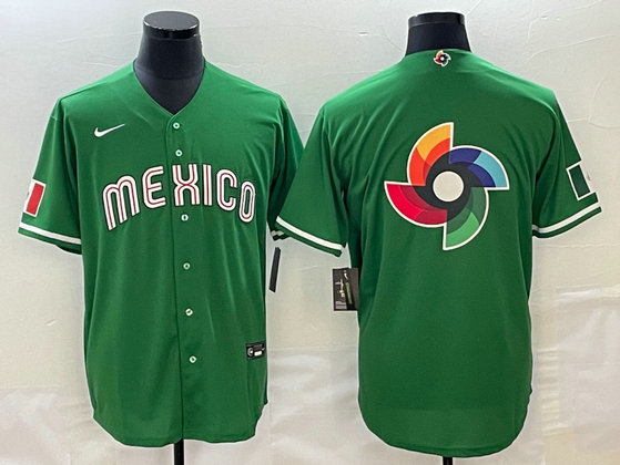 Men's Mexico Baseball 2023 Green World Baseball Big Logo Classic Stitched JerseyS 1