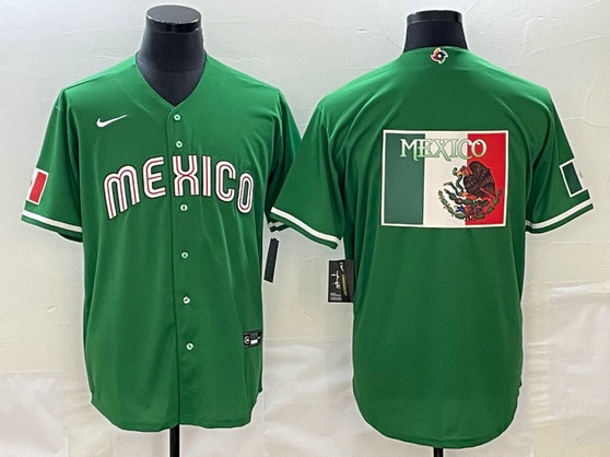 Men's Mexico Baseball 2023 Green World Baseball Big Logo Classic Stitched JerseyS
