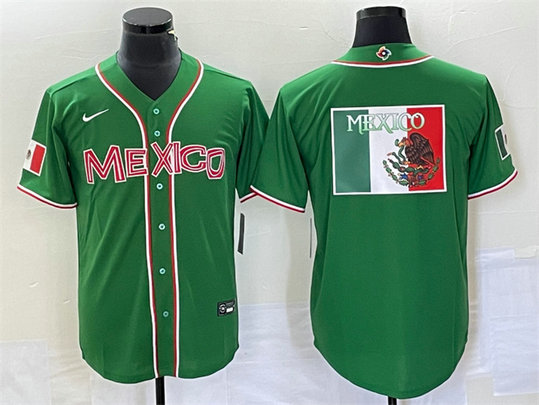 Men's Mexico Baseball 2023 Green World Baseball Classic Team Big Logo Stitched Jersey 3