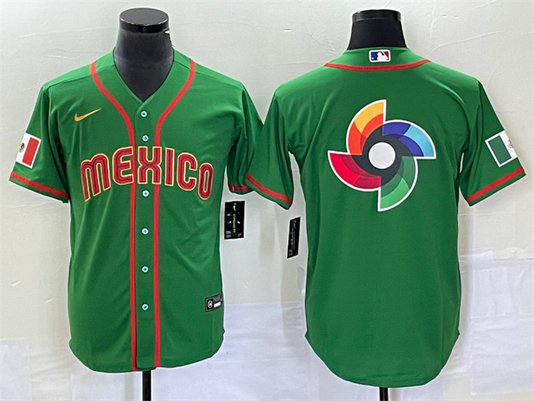 Men's Mexico Baseball 2023 Green World Baseball Classic Team Big Logo Stitched Jerseys