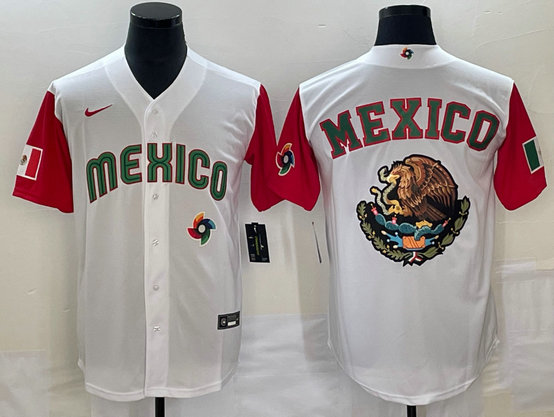 Men's Mexico Baseball 2023 White Team Big Logo World Baseball Classic Stitched Jersey 1